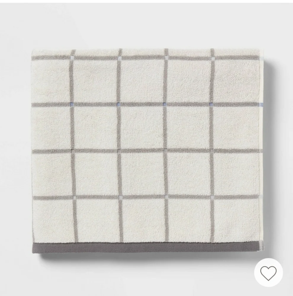 Room Essentials Plaid Towel Set Of 3 Gray And White Cotton